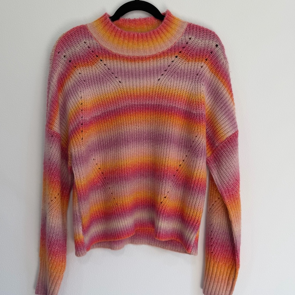 NWT Rebecca Minkoff Rainbow Stripe Sweater Colorful Soft Knit Pullover Size L - Picture 4 of 8